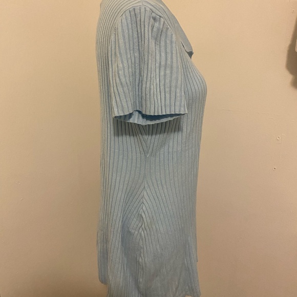 Light Blue Ribbed Button-Up Dress - Picture 2 of 4